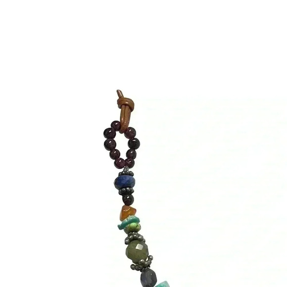 Bohemian Around the World .925 Leather Precious Stone Necklace - Picture 11 of 11